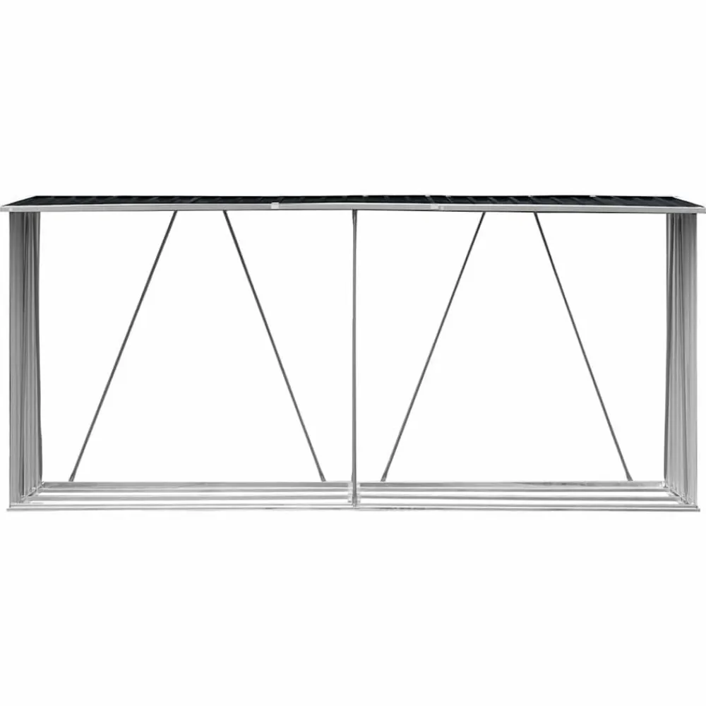 vidaXL Accesorios Para Hornos De Leña Y Chimeneas-Casetilla leña acero galvanizado gris 330x84x152 cm