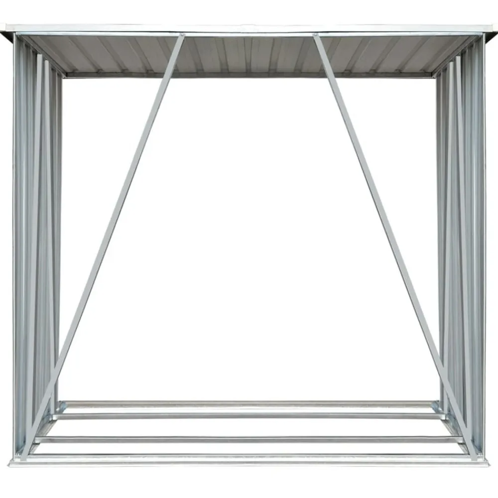 vidaXL Accesorios Para Hornos De Leña Y Chimeneas-Casetilla leña acero galvanizado gris 163x83x154 cm