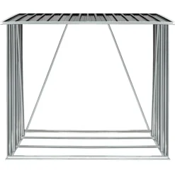 vidaXL Accesorios Para Hornos De Leña Y Chimeneas-Casetilla leña acero galvanizado gris 163x83x154 cm
