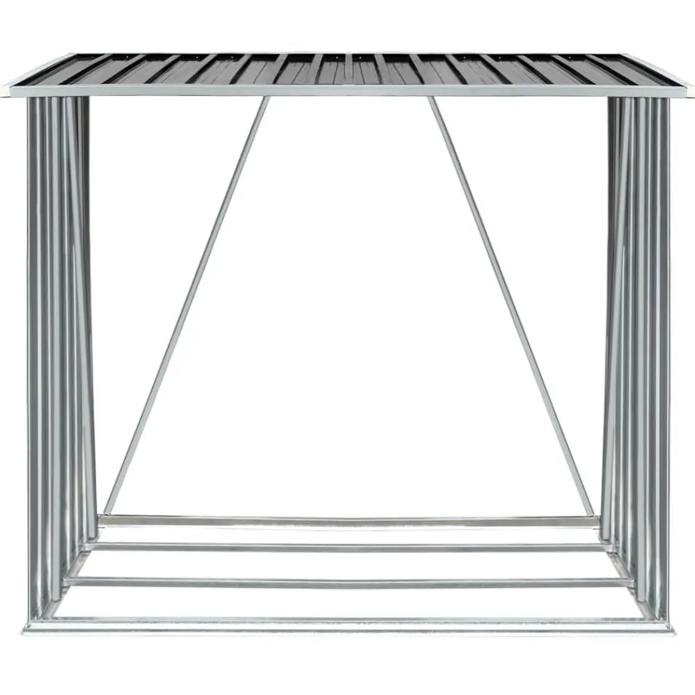 vidaXL Accesorios Para Hornos De Leña Y Chimeneas-Casetilla leña acero galvanizado gris 163x83x154 cm