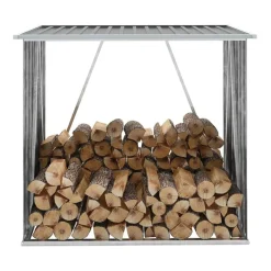 vidaXL Casetilla para leña acero galvanizado 163x83x154 cm Gris Hot