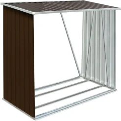 vidaXL Casetilla para leña acero galvanizado marrón 163x83x154 cm Marrón Online
