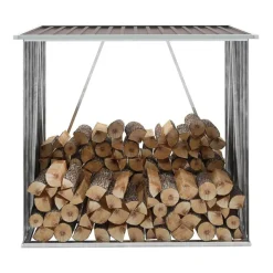 vidaXL Casetilla para leña acero galvanizado marrón 163x83x154 cm Marr&oacute;n Online