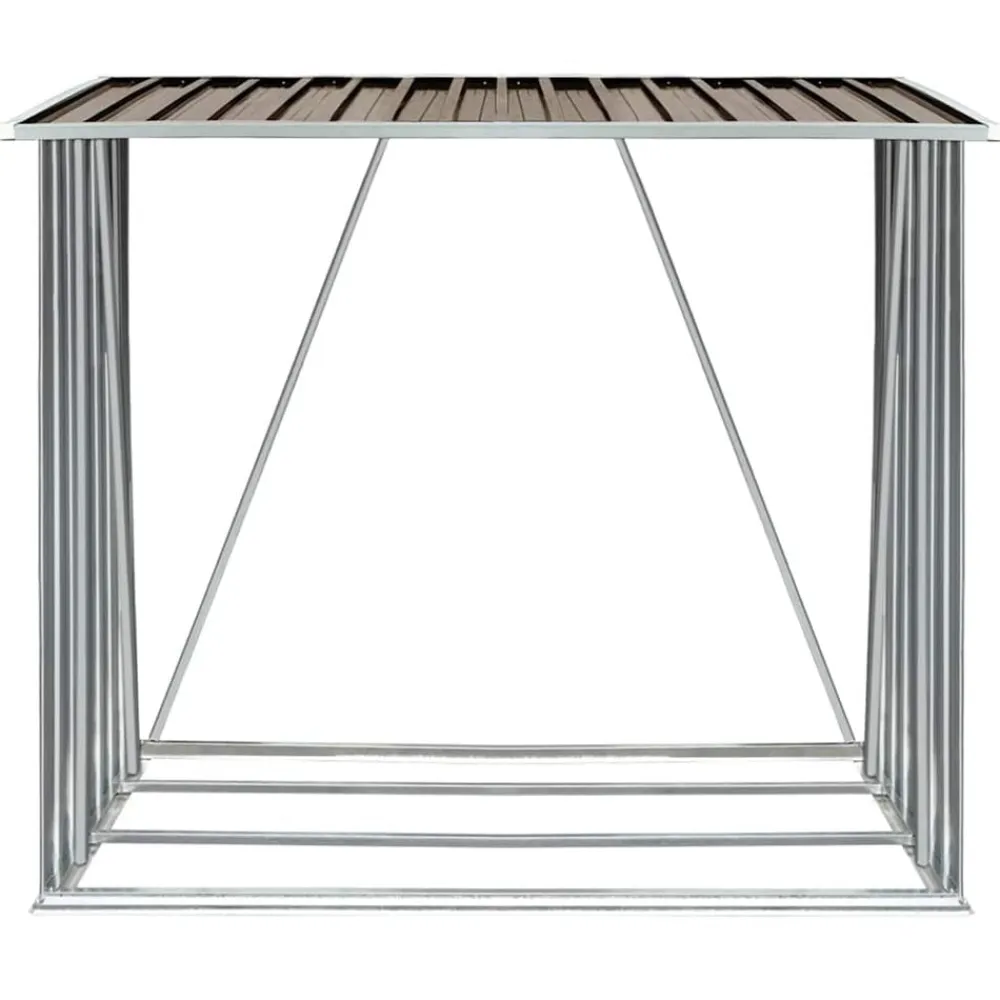 vidaXL Casetilla para leña acero galvanizado marrón 163x83x154 cm Marrón Online
