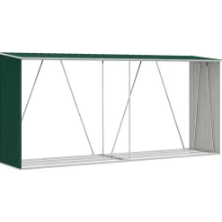 vidaXL Accesorios Para Hornos De Leña Y Chimeneas-Casetilla para leña acero galvanizado 330x84x152 cm
