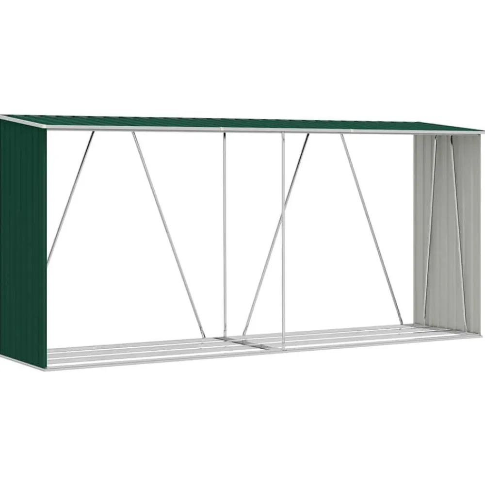 vidaXL Accesorios Para Hornos De Leña Y Chimeneas-Casetilla para leña acero galvanizado 330x84x152 cm