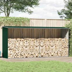 vidaXL Accesorios Para Hornos De Leña Y Chimeneas-Casetilla para leña acero galvanizado 330x84x152 cm