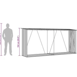 vidaXL Accesorios Para Hornos De Leña Y Chimeneas-Casetilla para leña acero galvanizado 330x84x152 cm
