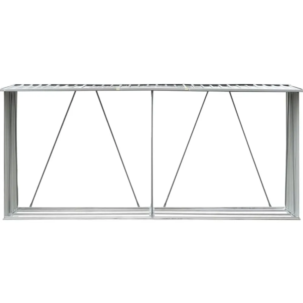 vidaXL Accesorios Para Hornos De Leña Y Chimeneas-Casetilla para leña acero galvanizado 330x84x152 cm