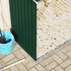 vidaXL Accesorios Para Hornos De Leña Y Chimeneas-Casetilla para leña acero galvanizado 330x84x152 cm