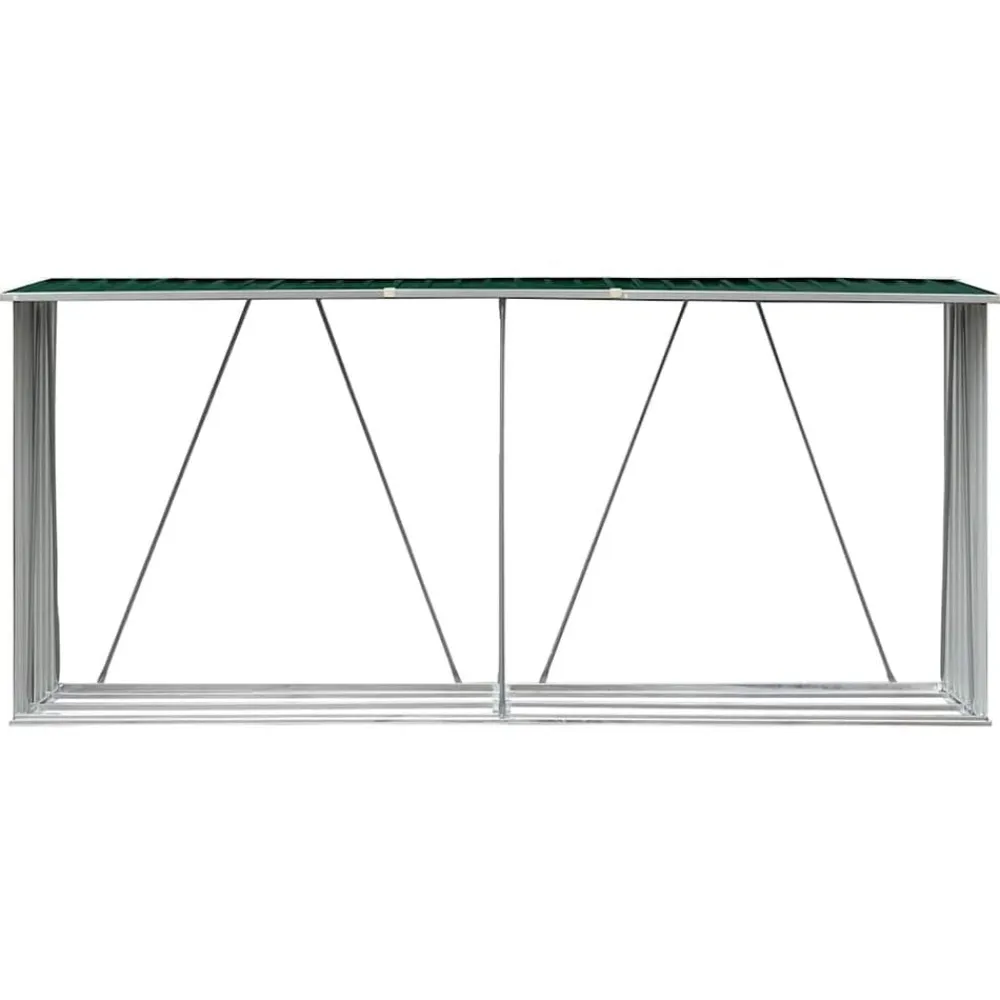 vidaXL Accesorios Para Hornos De Leña Y Chimeneas-Casetilla para leña acero galvanizado 330x84x152 cm