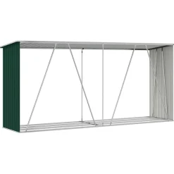 vidaXL Accesorios Para Hornos De Leña Y Chimeneas-Casetilla para leña acero galvanizado 330x84x152 cm