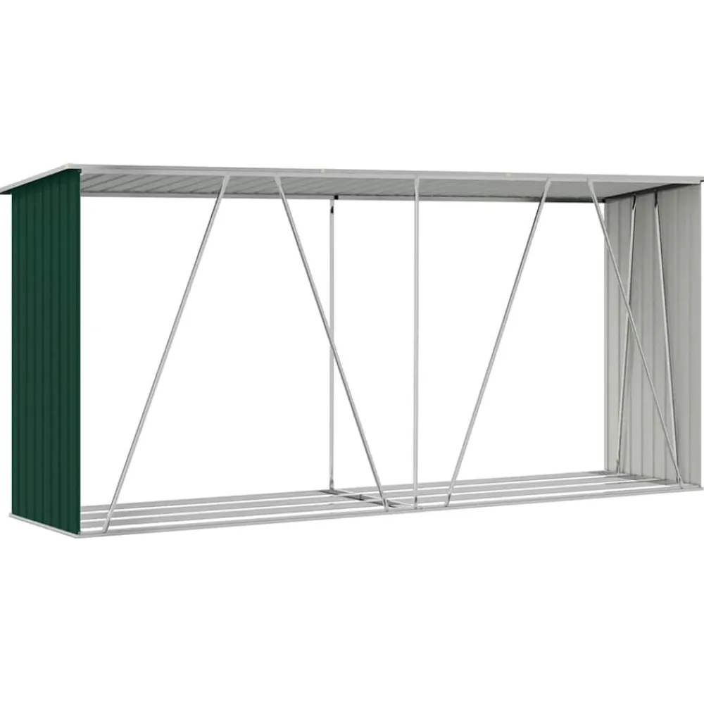 vidaXL Accesorios Para Hornos De Leña Y Chimeneas-Casetilla para leña acero galvanizado 330x84x152 cm