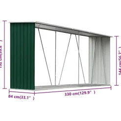 vidaXL Accesorios Para Hornos De Leña Y Chimeneas-Casetilla para leña acero galvanizado 330x84x152 cm