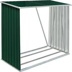 vidaXL Casetilla para leña acero galvanizado 163x83x154 cm Verde New