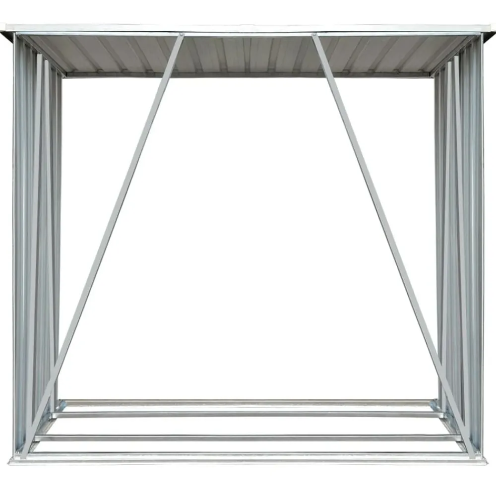 vidaXL Casetilla para leña acero galvanizado 163x83x154 cm Verde New