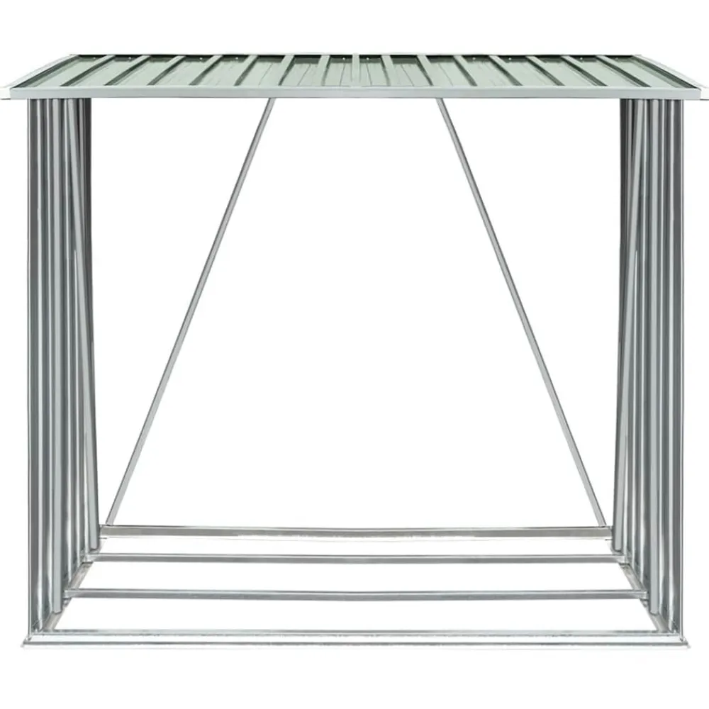 vidaXL Casetilla para leña acero galvanizado 163x83x154 cm Verde New