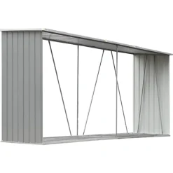 vidaXL Accesorios Para Hornos De Leña Y Chimeneas-Casetilla para leña acero galvanizado 330x84x152 cm