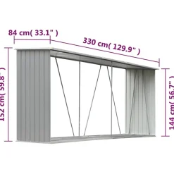 vidaXL Accesorios Para Hornos De Leña Y Chimeneas-Casetilla para leña acero galvanizado 330x84x152 cm