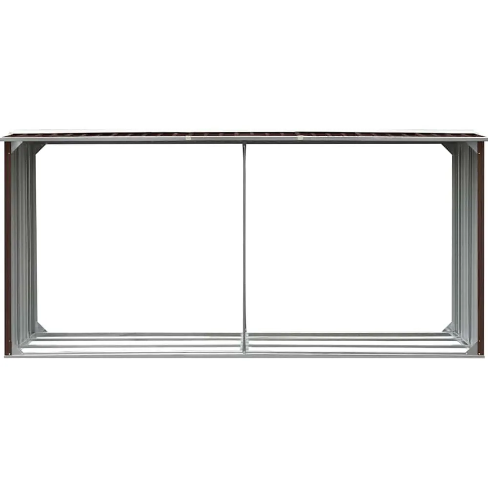 vidaXL Accesorios Para Hornos De Leña Y Chimeneas-Casetilla para leña acero galvanizado marrón 330x92x153 cm