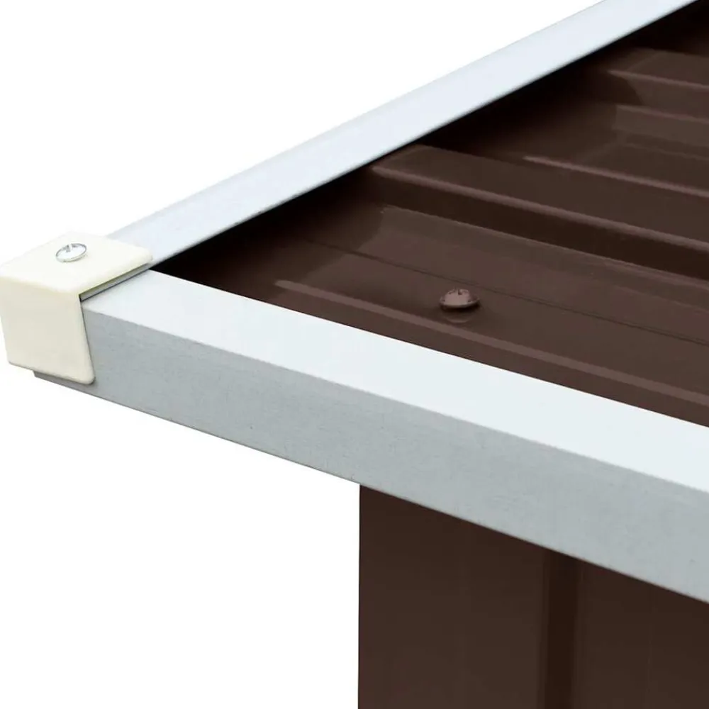 vidaXL Accesorios Para Hornos De Leña Y Chimeneas-Casetilla para leña acero galvanizado marrón 330x92x153 cm