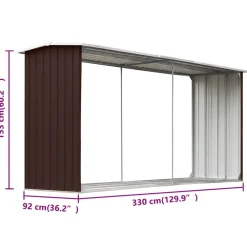 vidaXL Accesorios Para Hornos De Leña Y Chimeneas-Casetilla para leña acero galvanizado marrón 330x92x153 cm