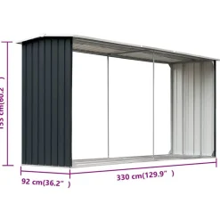 vidaXL Casetilla para leña acero galvanizado 330x92x153 cm Antracita Online