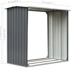 vidaXL Accesorios Para Hornos De Leña Y Chimeneas-Casetilla para leña acero galvanizado 172x91x154 cm