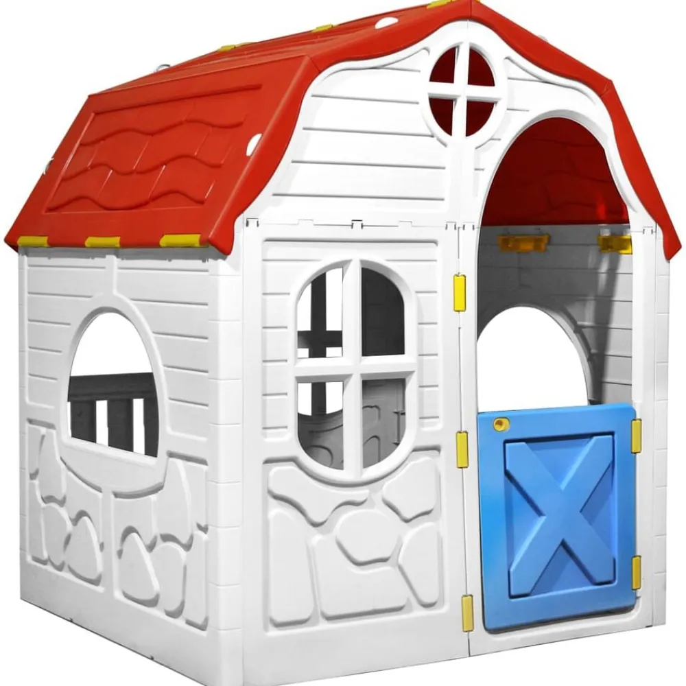 vidaXL Casita de juegos plegable para niños con puertas y ventanas Best