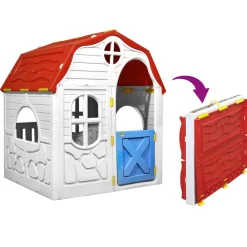 vidaXL Casita de juegos plegable para niños con puertas y ventanas Best