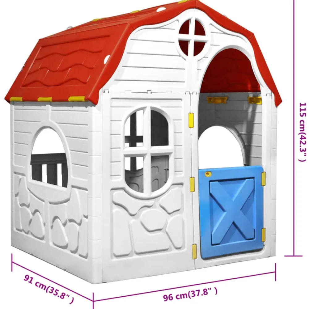 vidaXL Casita de juegos plegable para niños con puertas y ventanas Best