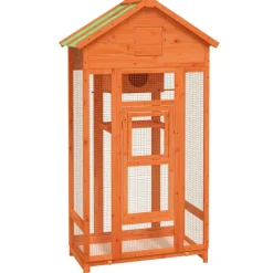 vidaXL Productos Para Mascotas-Casita para pájaros madera maciza pino marrón 91,5x53x170 cm