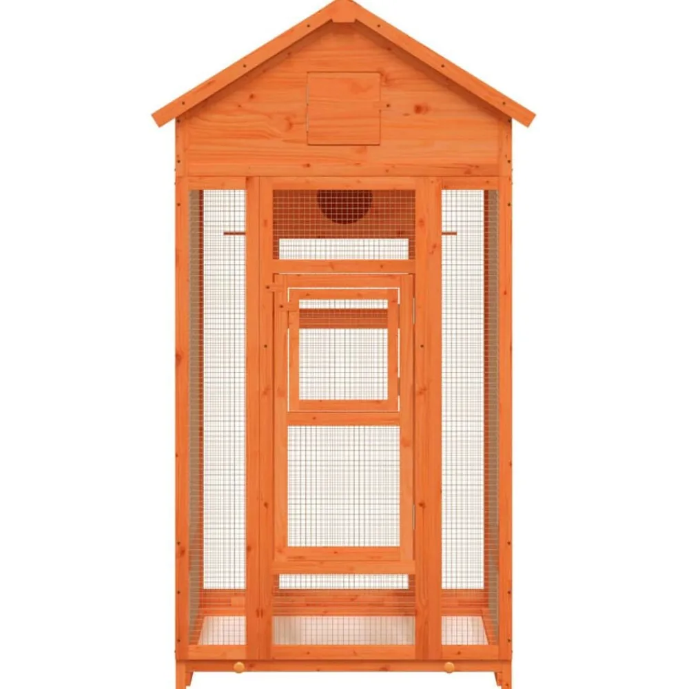 vidaXL Productos Para Mascotas-Casita para pájaros madera maciza pino marrón 91,5x53x170 cm