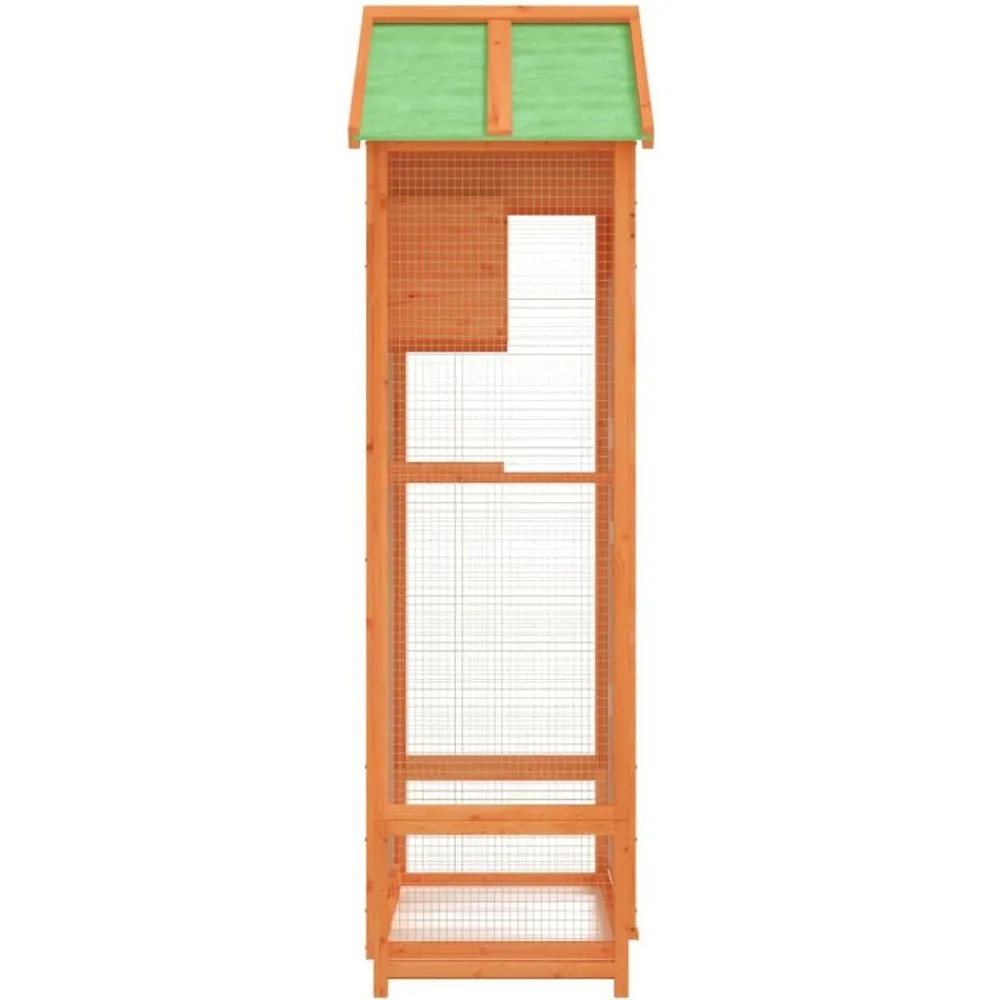vidaXL Productos Para Mascotas-Casita para pájaros madera maciza pino marrón 91,5x53x170 cm