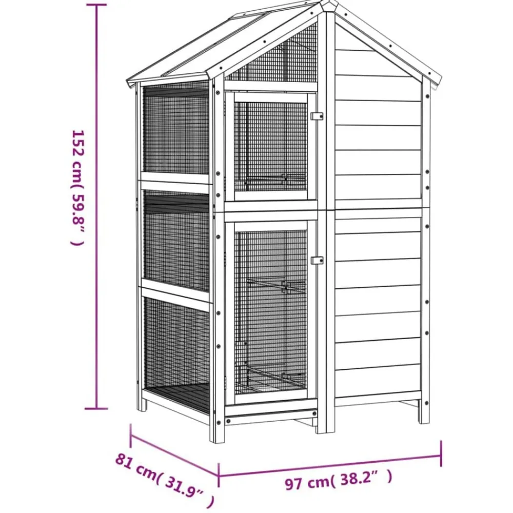 vidaXL Productos Para Mascotas-Casita para pájaros madera maciza pino 97x81x152 cm