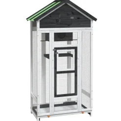 vidaXL Casita para pájaros madera maciza pino 91,5x53x170 cm Gris New