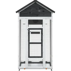 vidaXL Casita para pájaros madera maciza pino 91,5x53x170 cm Gris New