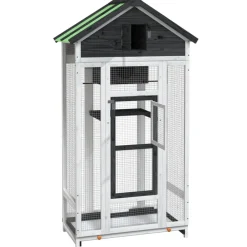 vidaXL Casita para pájaros madera maciza pino 91,5x53x170 cm Gris New