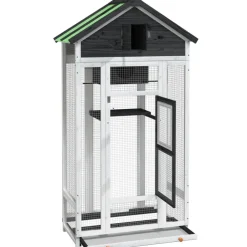 vidaXL Casita para pájaros madera maciza pino 91,5x53x170 cm Gris New