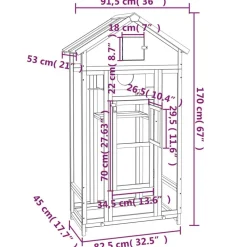 vidaXL Casita para pájaros madera maciza pino 91,5x53x170 cm Gris New