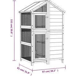 vidaXL Productos Para Mascotas-Casita para pájaros madera maciza pino color 97x81x152 cm