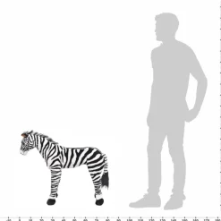 vidaXL Juguetes-Cebra de peluche de pie negro y blanco XXL
