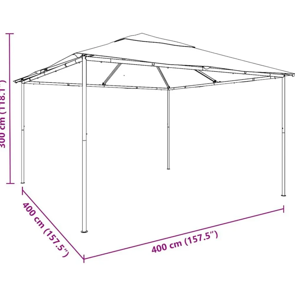 vidaXL Jardín-Cenador 4x4x3 m 180 g/m²