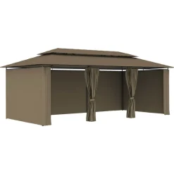 vidaXL Cenador con cortinas gris taupe 180g/m² 600x298x270 cm Taupé Hot