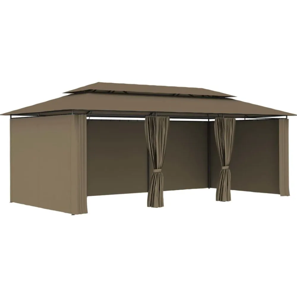 vidaXL Cenador con cortinas gris taupe 180g/m² 600x298x270 cm Taupé Hot