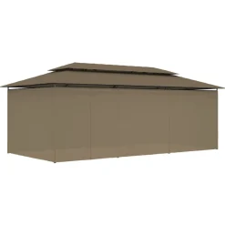 vidaXL Cenador con cortinas gris taupe 180g/m² 600x298x270 cm Taupé Hot
