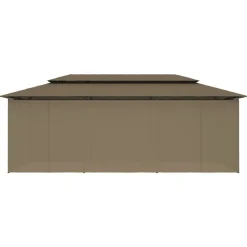 vidaXL Cenador con cortinas gris taupe 180g/m² 600x298x270 cm Taupé Hot