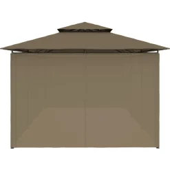 vidaXL Cenador con cortinas gris taupe 180g/m² 600x298x270 cm Taupé Hot