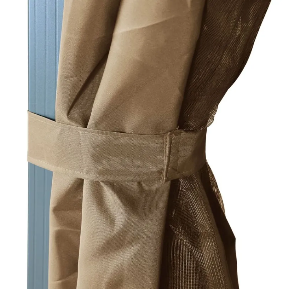 vidaXL Cenador con cortina gris taupe aluminio 300x300 cm Taupé Clearance