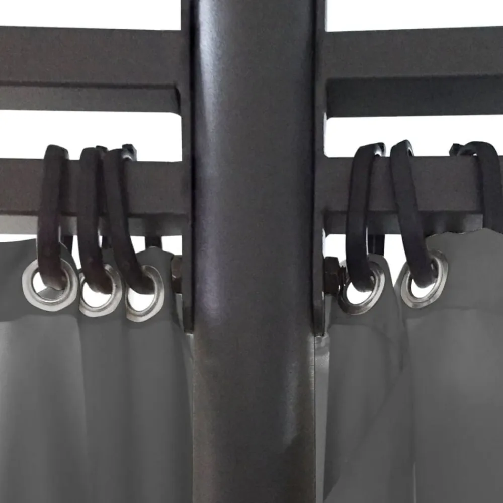 vidaXL Jardín-Cenador con cortinas redondo gris 3,5x2,7 m